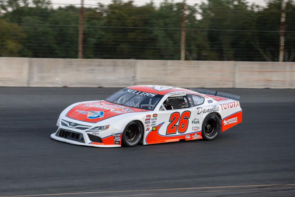 Peyton Sellers, driver of the Clarence‘s Steakhouse and Danville Toyota #26 car, in the Late Model race during the NASCAR Advanced Auto Parts Weekly Series at Dominion Raceway on September 18, 2021 in Woodford, Virginia. (Parker Michels-Boyce/NASCAR)