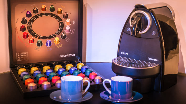 Nespresso machine with pods