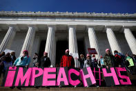 <p>People participate in the second annual Women’s March in Washington, Jan. 20, 2018. (Photo: Aaron Bernstein/Reuters) </p>