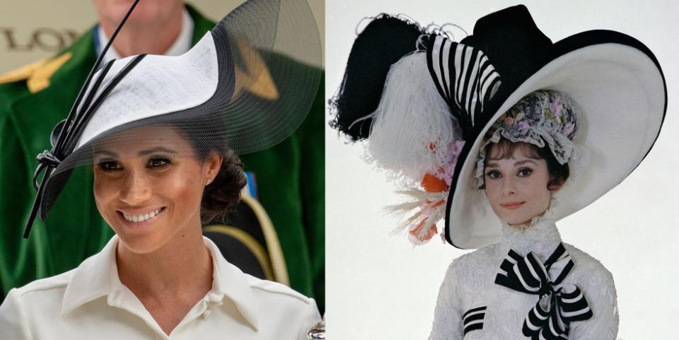 <p>Audrey Hepburn is an international symbol for timeless style, and it looks like Meghan Markle is following suit(s). From day one in the royal limelight, the Duchess of Sussex has embraced the sleek silhouettes, smart hemlines, and impeccable tailoring <a rel="nofollow noopener" href="https://www.elle.com/fashion/g19422025/best-audrey-hepburn-givenchy-style-moments/" target="_blank" data-ylk="slk:made famous by Hubert de Givenchy;elm:context_link;itc:0;sec:content-canvas" class="link ">made famous by Hubert de Givenchy</a>, Audrey's longtime collaborator. Here, our favorite Audrey-inspired ensembles worn by the Duchess of Sussex.</p>