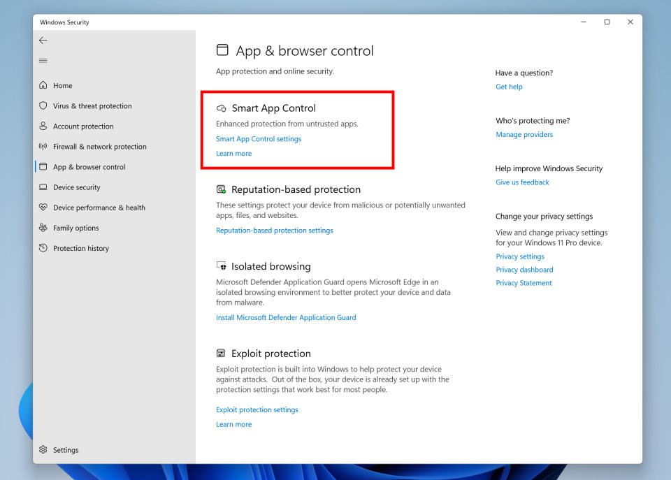 New Smart App Control Windows 11 security feature