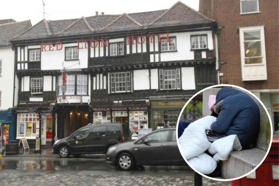 Desperate situation - Mr Xing is being temporarily housed by the Red Lion Hotel <i>(Image: Newsquest)</i>