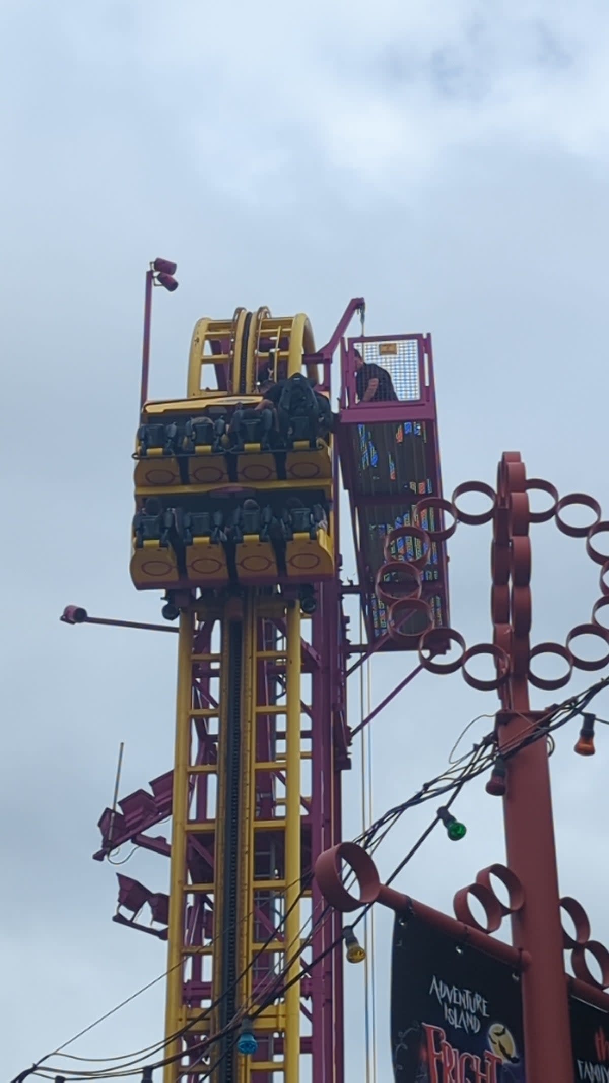 The group of people was facing the sky for up to 40 minutes, the park said, before they were evacuated and safely returned to solid ground (SWNS)