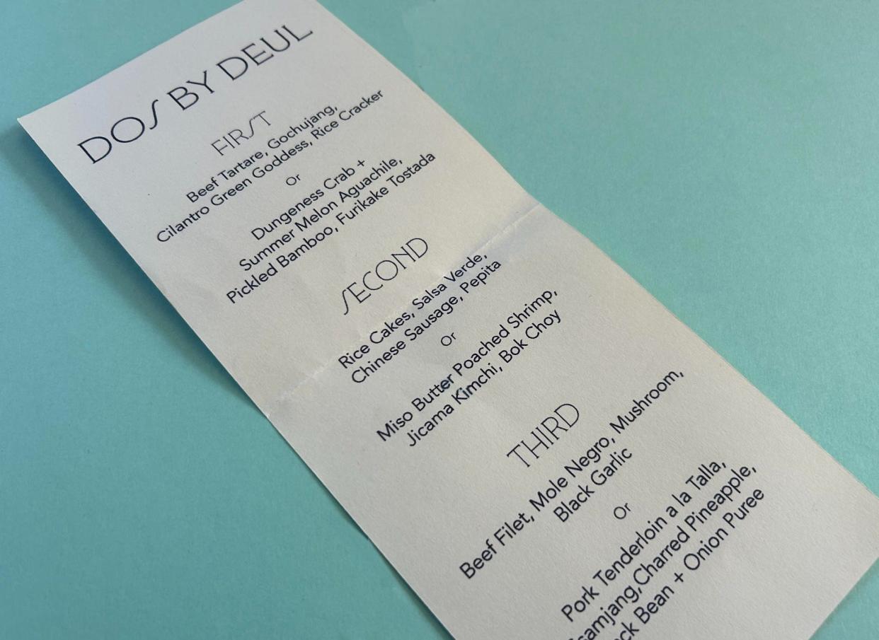 Diners at the "Top Chef: Wisconsin" Dos by Deul restaurant could choose one option from each of the menu's three courses.