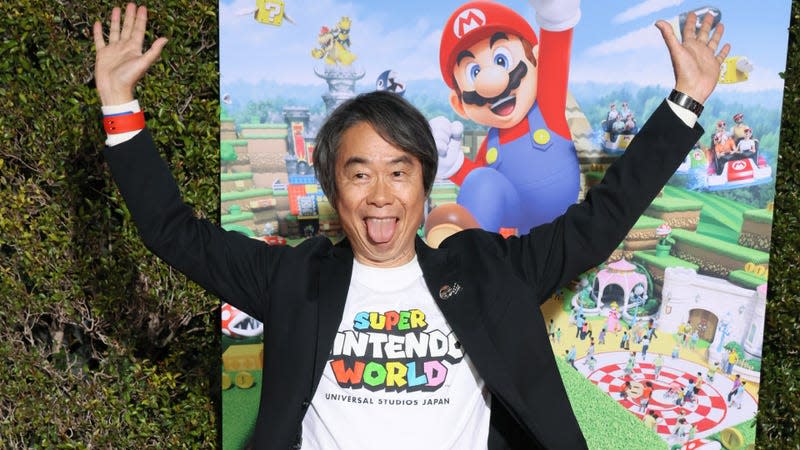 Shigeru Miyamoto attends the Super Nintendo World welcome celebration at Universal Studios Hollywood.