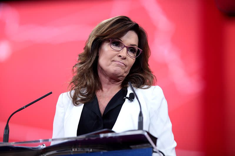 Former Governor Sarah Palin of Alaska speaking at the 2015 Conservative Political Action Conference (CPAC) in National Harbor, Maryland.