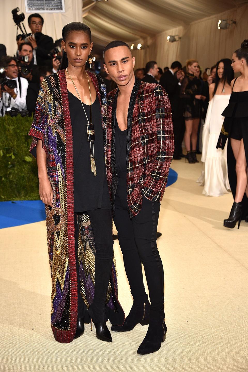 <h1 class="title">Ysaunny Brito and Olivier Rousteing in Balmain</h1><cite class="credit">Photo: Getty Images</cite>