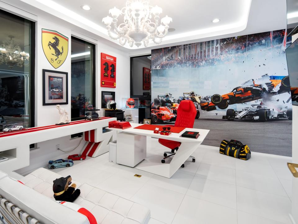 The Ferrari-themed office.