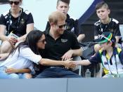 <p>During their first public appearance together, Harry and Meghan chatted to some children at the Invictus Games in Toronto.</p>