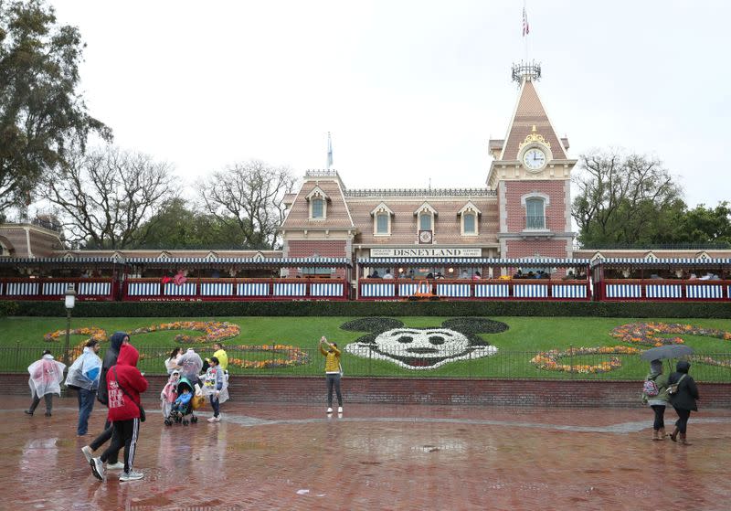 A general view of the entrance of Disneyland theme park in Anaheim