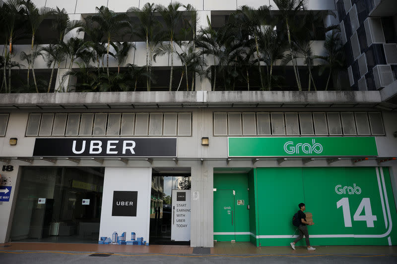 A view of Uber and Grab offices in Singapore on Monday, 26 March, 2018. (Photo: Reuters/Edgar Su)