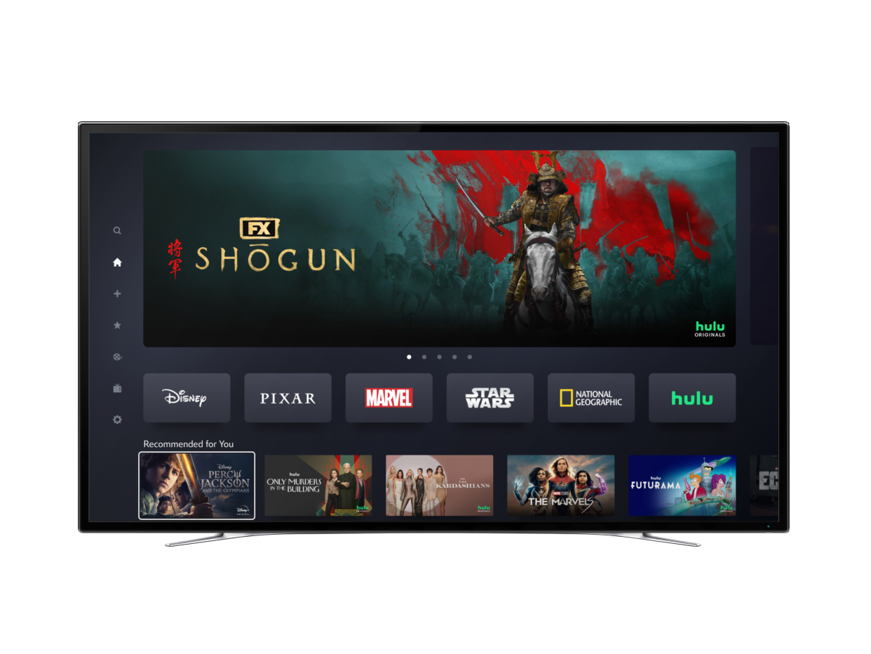 A new look at the Disney+ homepage with Hulu bundled in the same app.