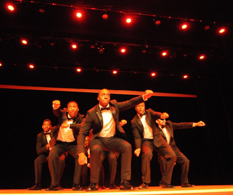 The Kappas from ECU perform during the Homecoming Step Show at Kenan Auditorium on the campus of UNCW in Wilmington in 2014.