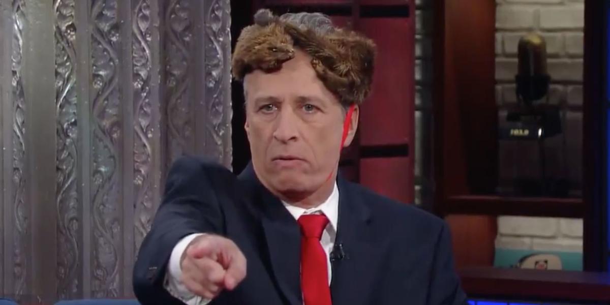 Jon Stewart Surprised Colbert's Studio Audience Tonight