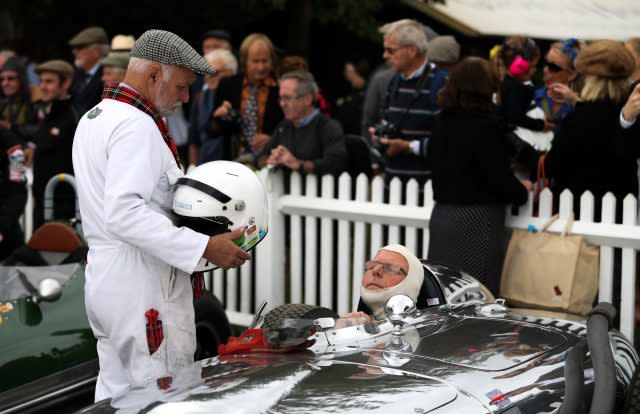 A driver prepares for the start of the Richmond Trophy race  