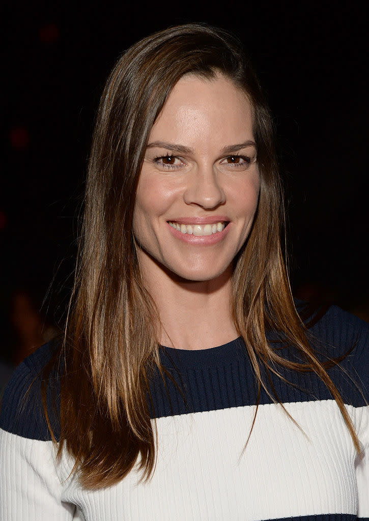 Actress Hilary Swank at the 2016 BNP Paribas Open in Indian Wells, Calif. (Photo: Michael Kovac/Getty Images for Moet and Chandon)