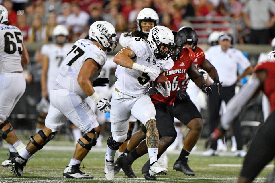 UCF running back Isaiah Bowser (5) was one of five UCF starters who suffered an injury in last year's loss at Louisville.