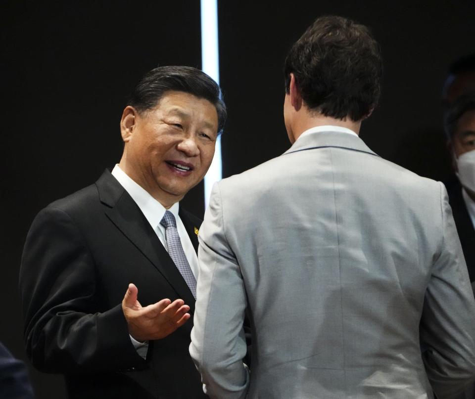 Prime Minister Justin Trudeau talks with Chinese President Xi Jinping after taking part in the closing session at the G20 Leaders Summit in Bali, Indonesia on Nov. 16, 2022 THE CANADIAN PRESS/Sean Kilpatrick