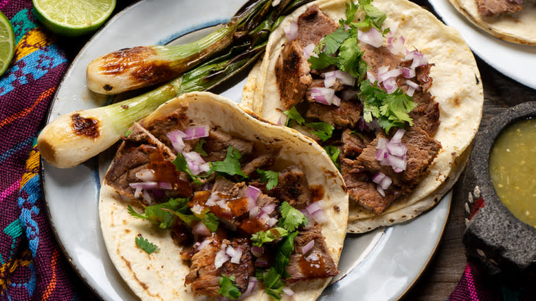 Tacos with cow head meat