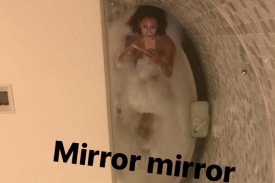 Stripping off: Caroline Flack poses naked in the bath (Instagram/ Caroline Flack)