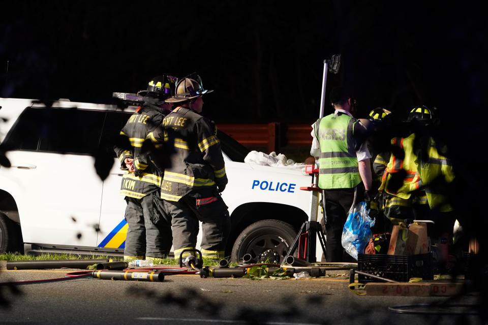 First responders at the scene where a multiple fatal accident took place on the southbound Palisades Interstate Parkway in Englewood Cliffs around 1:45 a.m. on Sept. 2, 2022.