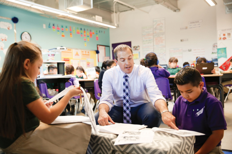 Preston Smith works with students at Rocketship Rising Stars Academy in San Jose, California during the 2017-18 school year. (Rocketship Public Schools)