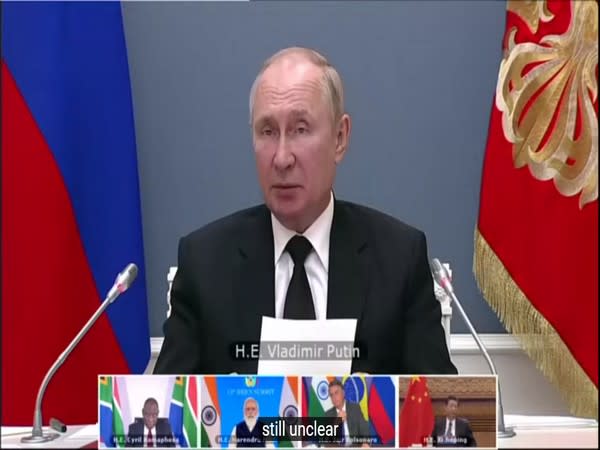 Russian President Vladimir Putin speaking at the 13th BRICS summit on Thursday.