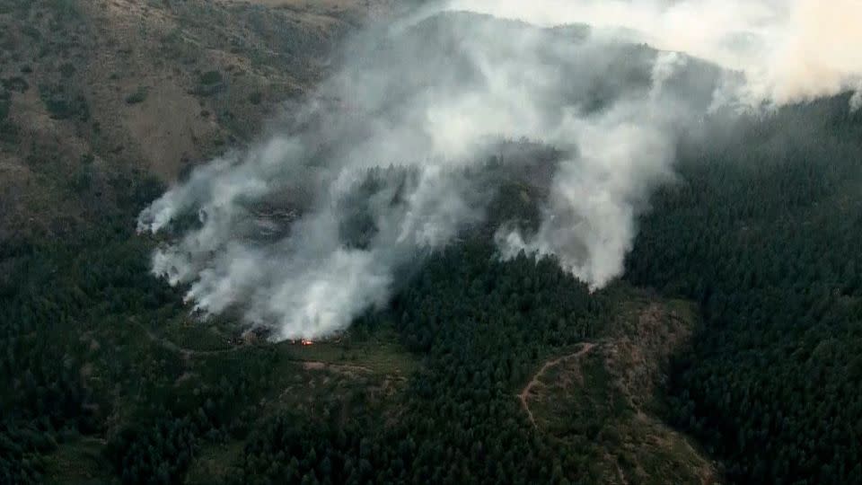 The Quarry Fire near Denver grew from 50 to 200 acres Wednesday morning, the Jefferson County Sheriff's Office said. - KUSA