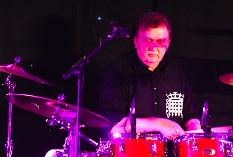 Sir Greg Knight on the drums for MP4 (Picture: PA)