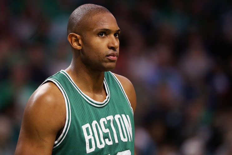 Celtics big man Al Horford suffered a concussion at Monday's practice. (Getty Images)