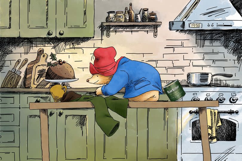 Paddington Bear rewaxes a Barbour jacket