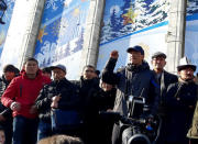 People attend a protest against the rising Chinese presence in the country in Bishkek, Kyrgyzstan January 17, 2019. REUTERS/Olga Dzyubenko