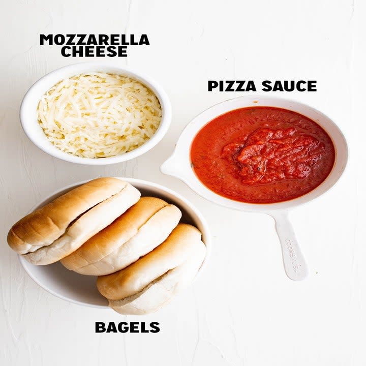 Ingredients for pizza bagels.