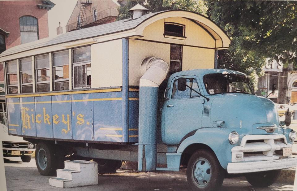 Hickey's lunch wagon, pictured in “American Diner Then & Now,”  by Richard J.S. Gutman (1993).