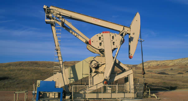 Oil Well or Pumpjack pumping oil from Bakken reserve North Dakota  USA
