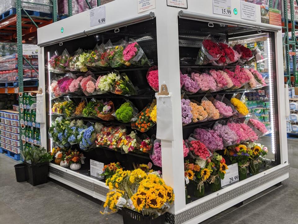 Bouquets of flowers in display