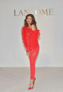 <p>Zendaya opted for a ruffled David Koma jumpsuit at the Lancôme event where she was announced as the beauty brand’s new ambassador. <em>[Photo: Getty]</em> </p>