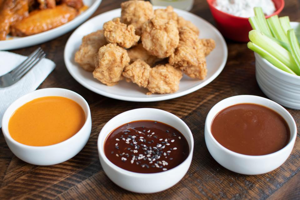 The Wings and Rings sauce flight.