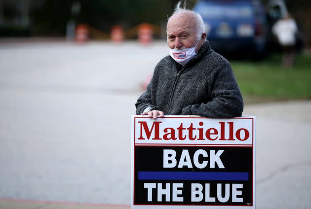 A supporter for Democratic House Speaker Nicholas Mattiello, a conservative Democrat whose 2020 loss shifted the state's politics to the left.  (Photo: Photo by Jonathan Wiggs/The Boston Globe via Getty Images)