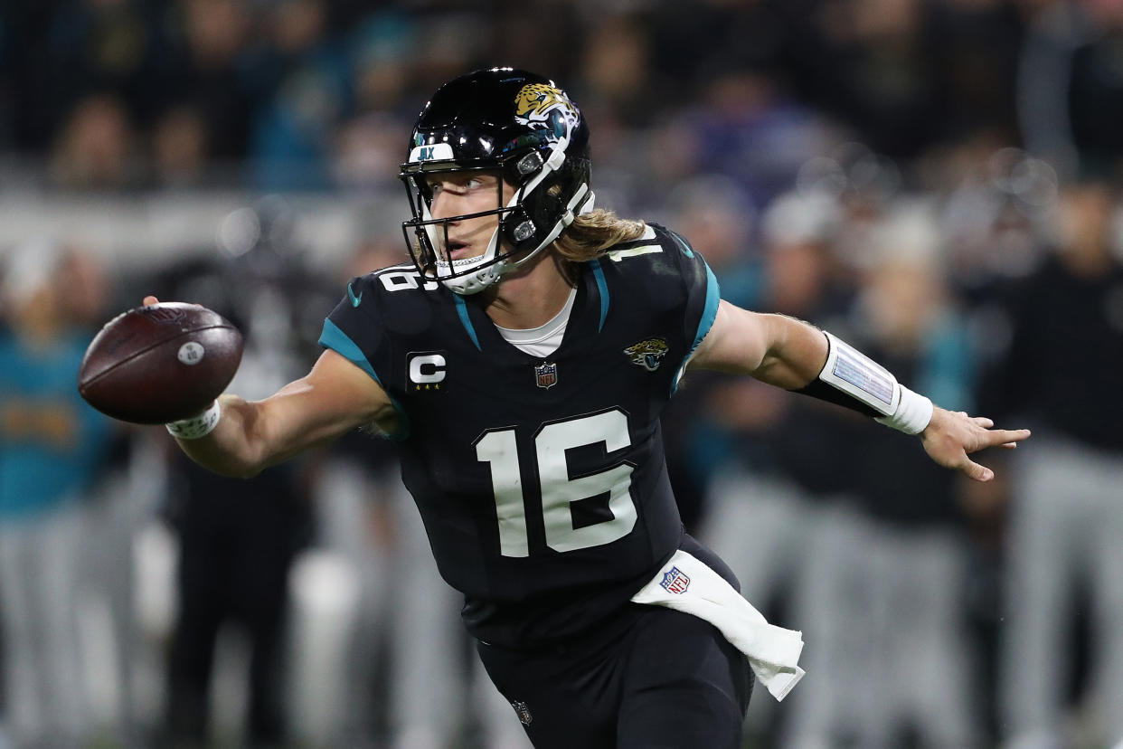 Trevor Lawrence and the Jaguars have a shot at the AFC's No. 1 seed. (Courtney Culbreath/Getty Images)