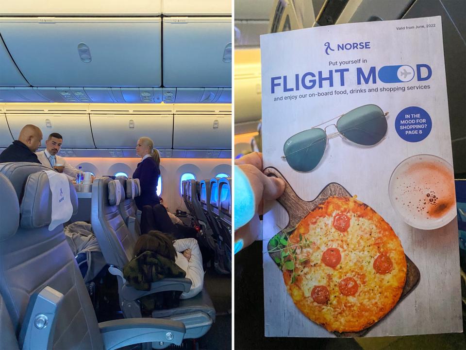 In-flight service and menu.