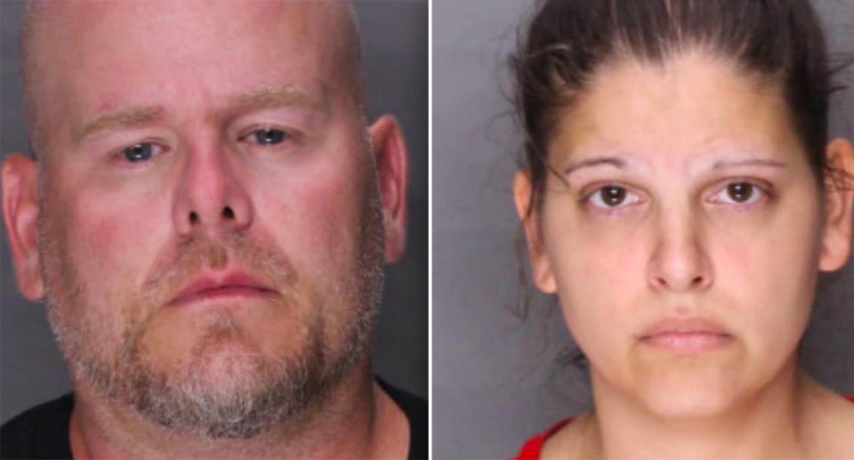 Mugshots of Scott Schollenberger Jr. and Kimberly Maurer.