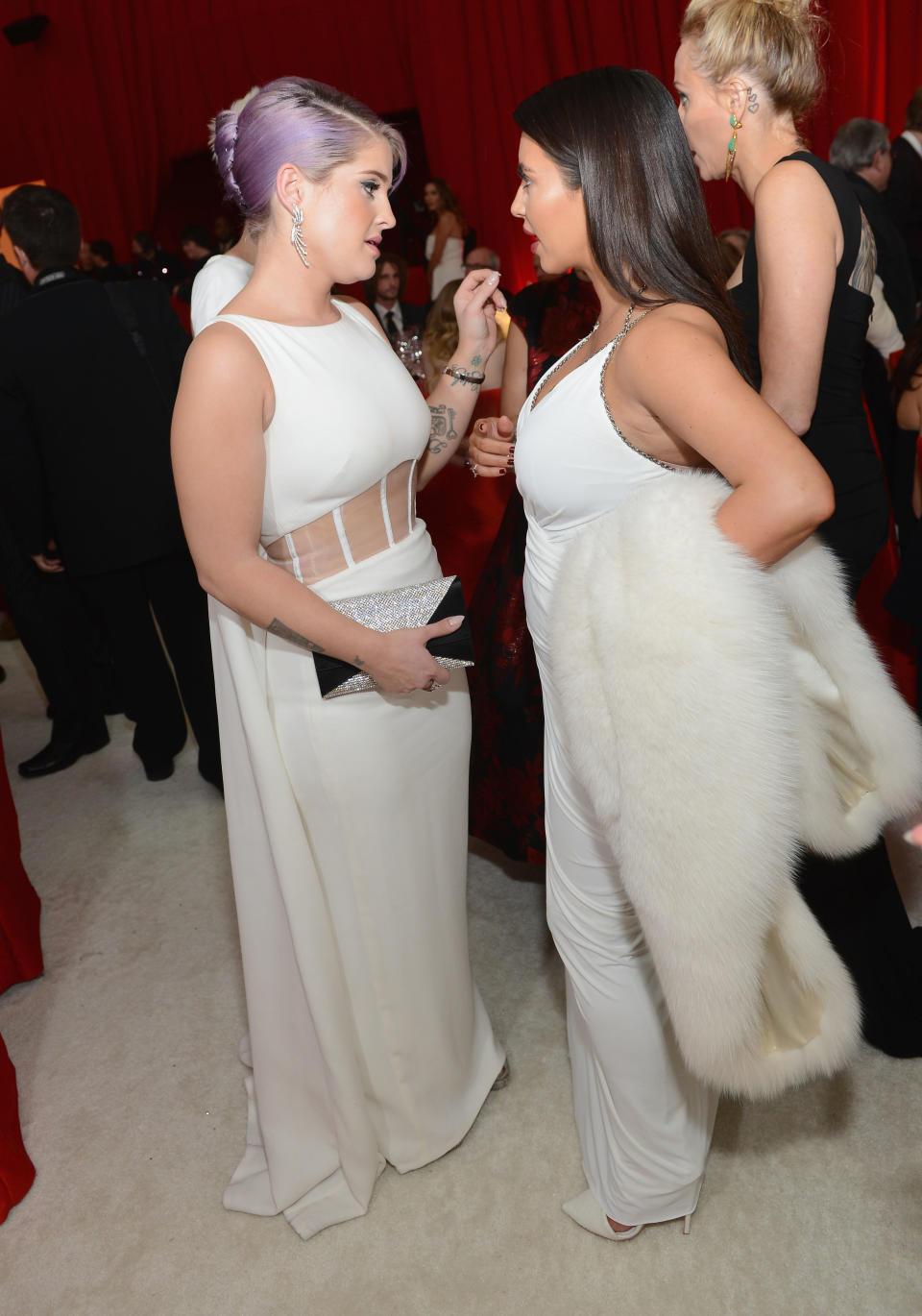 WEST HOLLYWOOD, CA - FEBRUARY 24:  TV personalisits Kelly Osbourne and Kim Kardashian attend the 21st Annual Elton John AIDS Foundation Academy Awards Viewing Party at West Hollywood Park on February 24, 2013 in West Hollywood, California.  (Photo by Dimitrios Kambouris/Getty Images for EJAF)