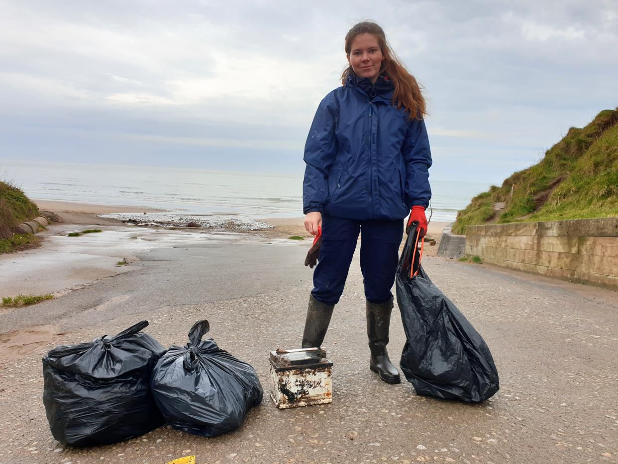 Niamh Byrne, a Marine Conservation Society (MCS) volunteer found the SKI yoghurt pot washed up on Filey Bay in North Yorkshire.
