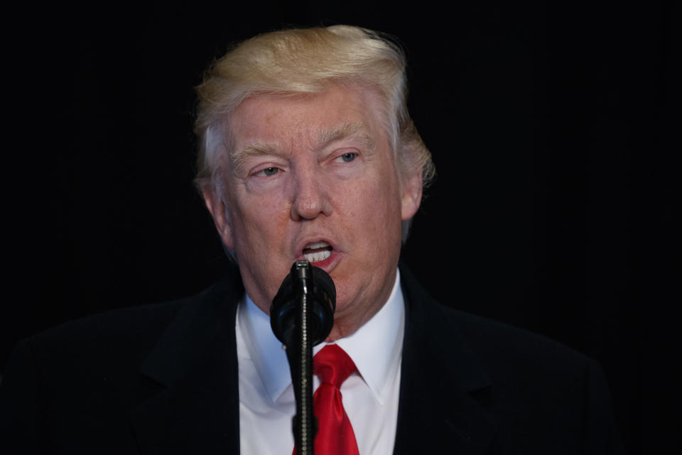 <p> President Donald Trump speaks after touring the National Museum of African American History and Culture, Tuesday, Feb. 21, 2017, in Washington. (AP Photo/Evan Vucci) </p>