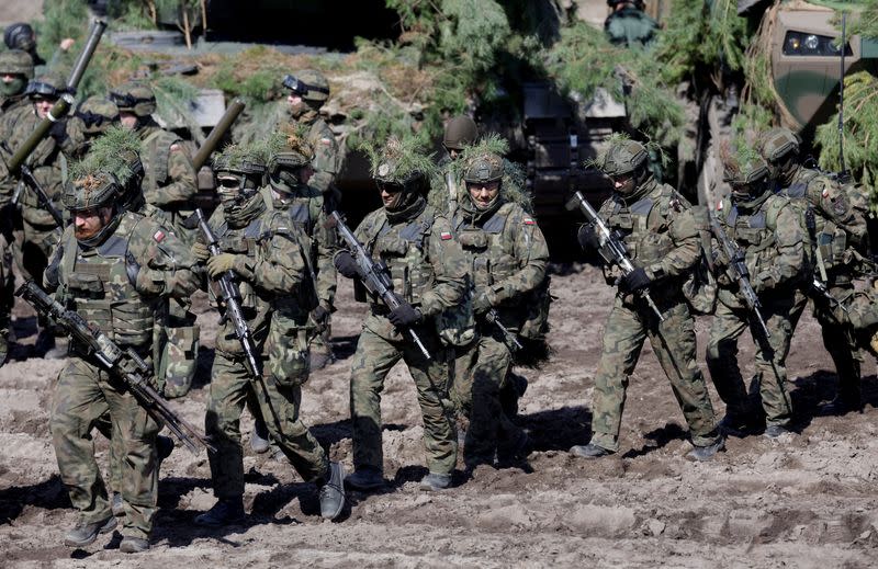 FILE PHOTO: Polish and U.S. troops participate in a joint military training in Nowa Deba