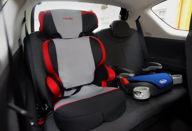 Picture posed by models. Stock generic picture of a car seat in Belfast, Northern Ireland.