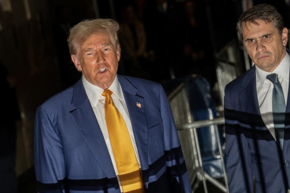 Trump speaks to the media at Manhattan criminal court (via REUTERS)