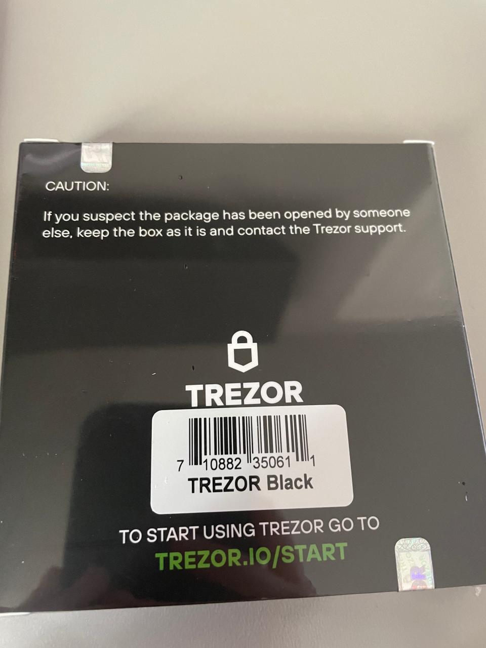 Back of Trezor Model One package