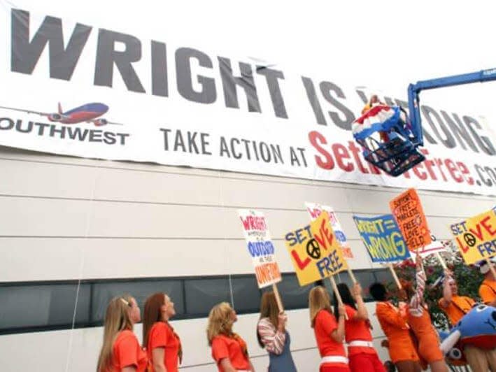 Southwest employees protest the Wright Amendment